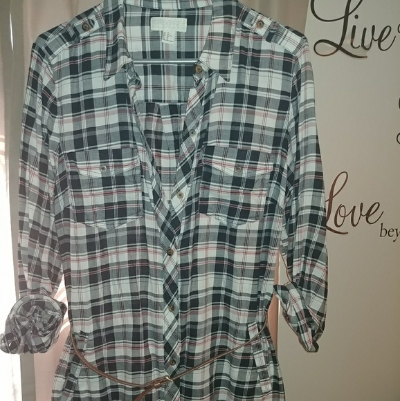 Forever 21 Dresses & Skirts - Forever 21 plus size flannel shirt dress with belt